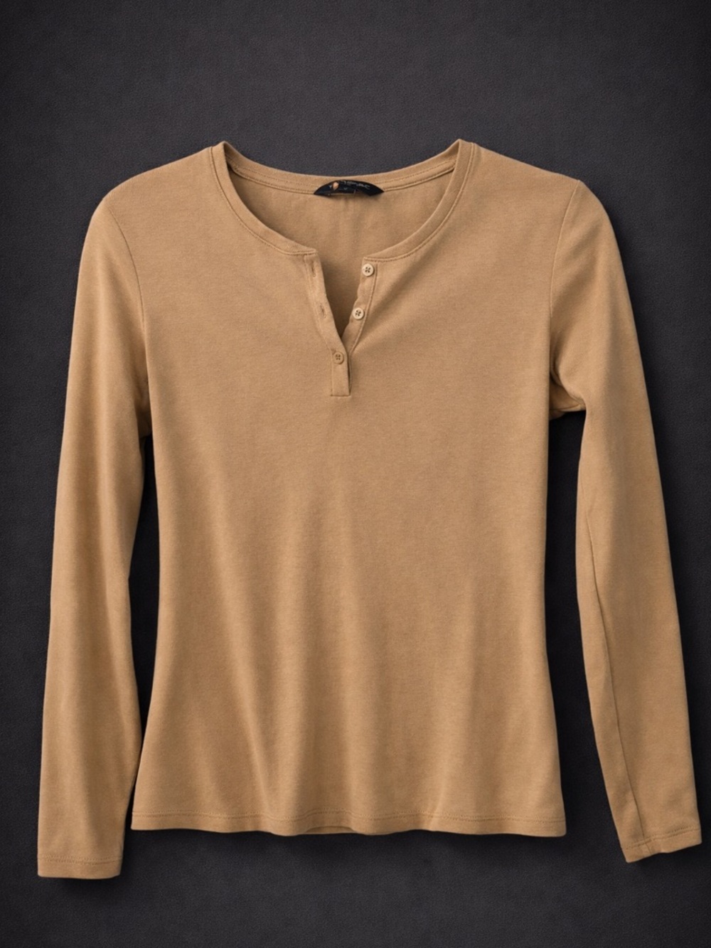 Banana Republic Camel Henley Long-Sleeve Top